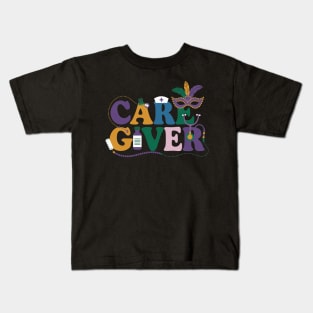Mardi Gras Day Caregiver New Orleans Nursing Festival Party Kids T-Shirt